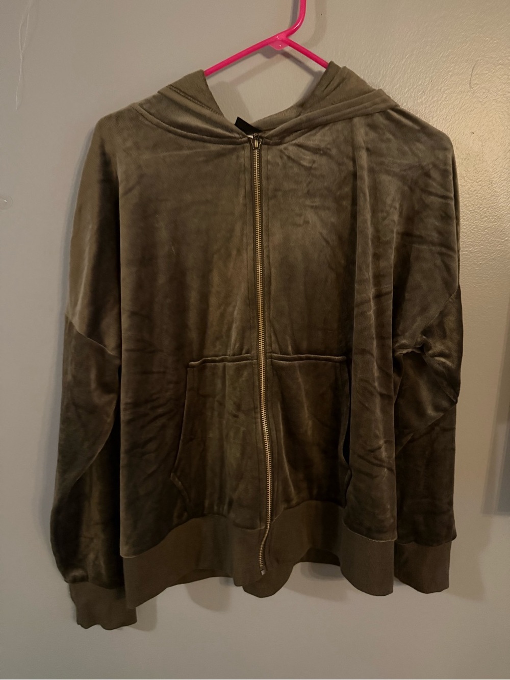 Felina Olive Green Velour Zip Hoodie and pants